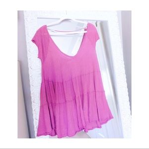 FREE PEOPLE Magenta T-Shirt